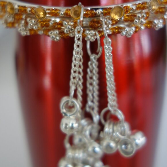 Beautiful 2 Bracelet for Girls Diameter 2.5" White Metal & Brown Color Beads - Picture 6 of 12